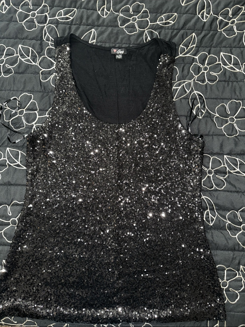 Guess Black Sequin Tank Top